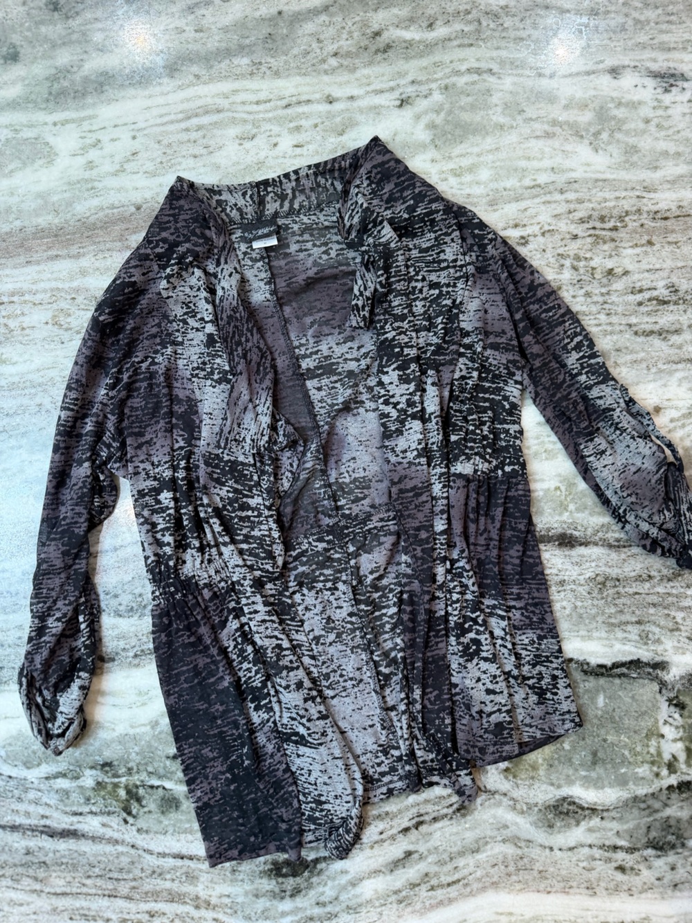 Daytrip Draped Open-Front Cardigan - Gray and Black